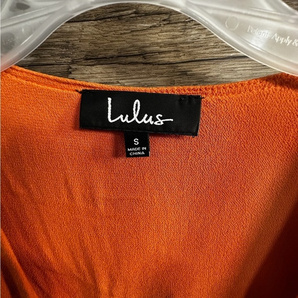 Lulu's Orange Plunge Neck Flutter Sleeve Mini Dress - Picture 4 of 12